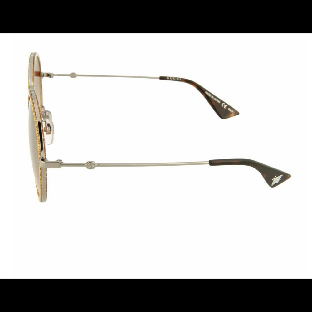 GUCCI UNISEX GOLD GLITTER ROUND SUNGLASSES, 2024 FASHION STATEMENT IS ROUND - Picture 11 of 16